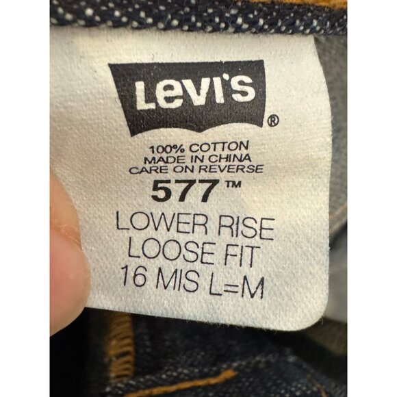 Levis 577 Misses Loose Fit Straight Leg Jeans Size 16 Medium Dark Wash New - Picture 4 of 6